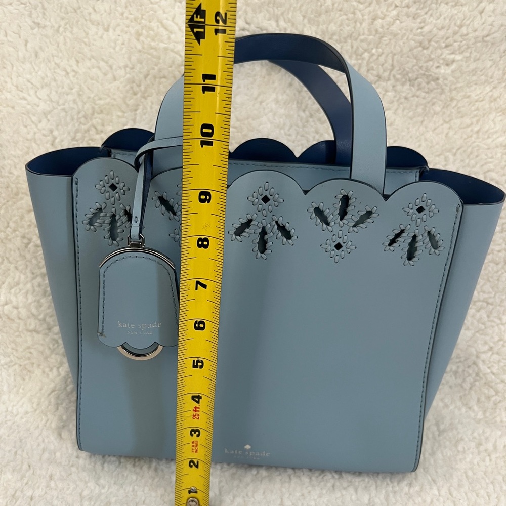 Kate Spade Magnolia Street Eyelet Mini Mina Light Blue Leather Purse, beautiful - Picture 15 of 16